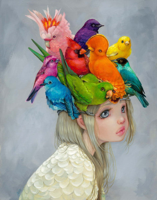 Tropical - tropical bunch print, bird painting, rainbow birds