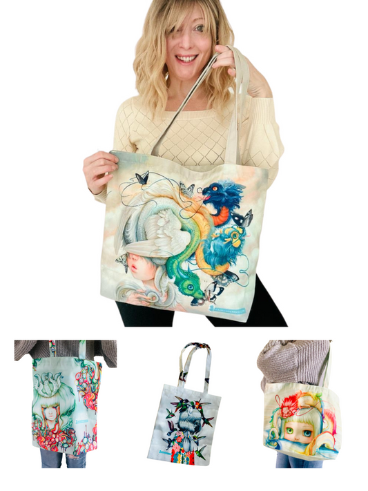 Tote - canvas tote bags, tote bag, wide bottom tote