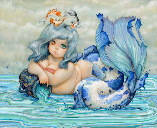 Aquafinna - Aquarius painting, Zodiac art, Mermaid art