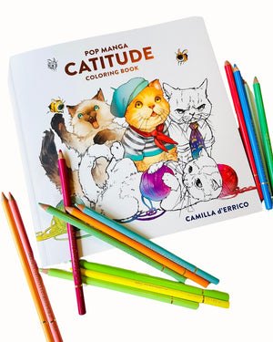 Pop - manga coloring book, cat coloring book, pop surrealist coloring book