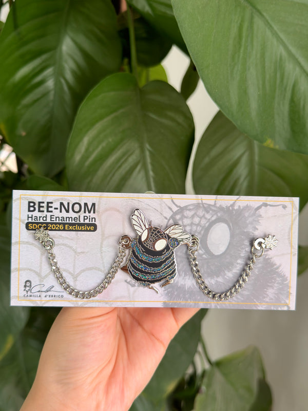 Bee-Nom Hard Enamel Pin with Dangling Chains
