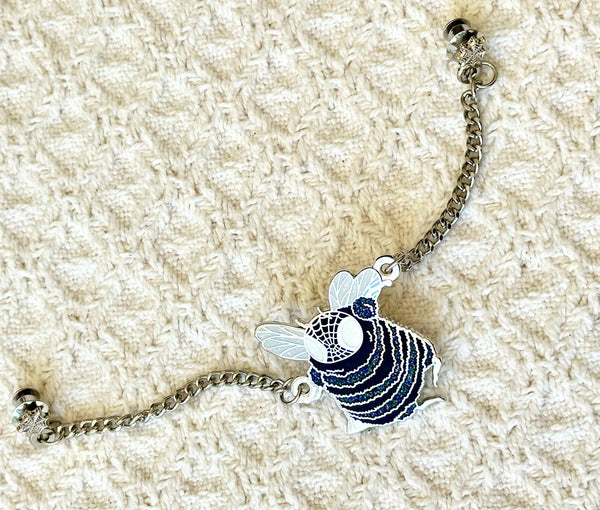 Bee-Nom Hard Enamel Pin with Dangling Chains