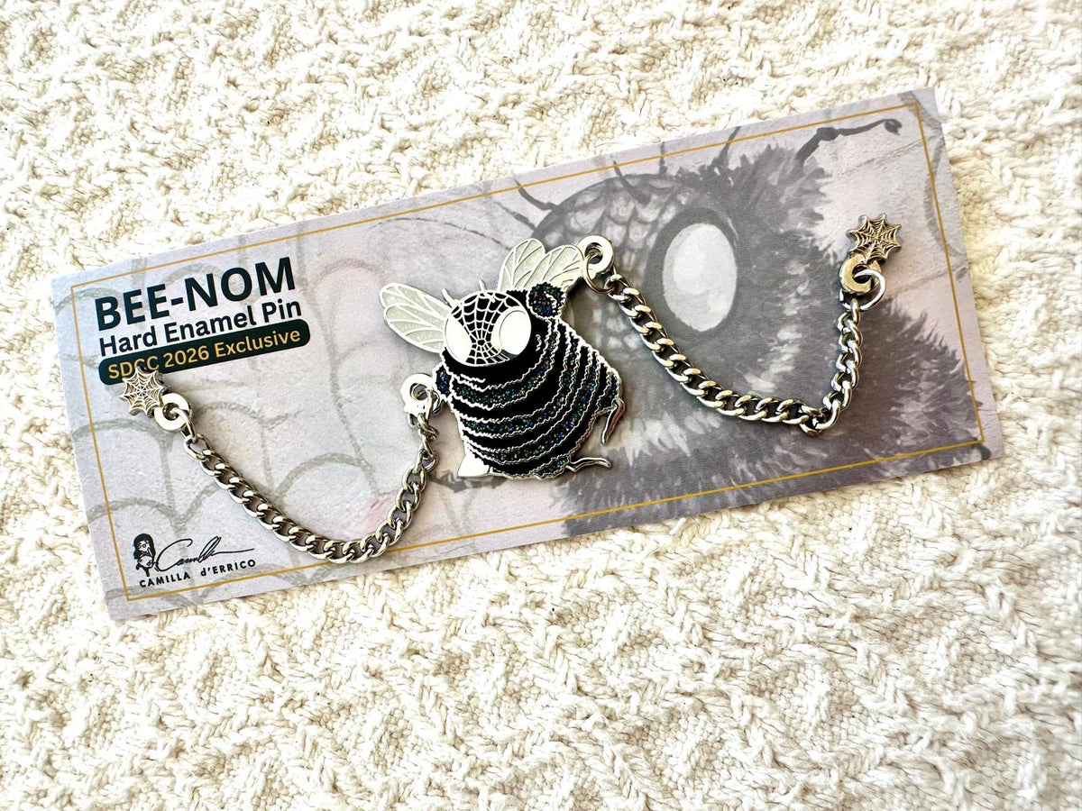 Bee-Nom Hard Enamel Pin with Dangling Chains
