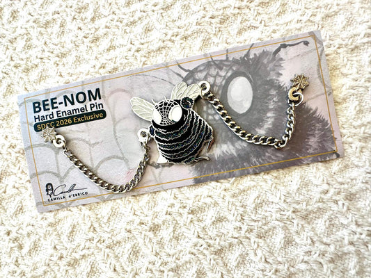 Bee-Nom Hard Enamel Pin with Dangling Chains