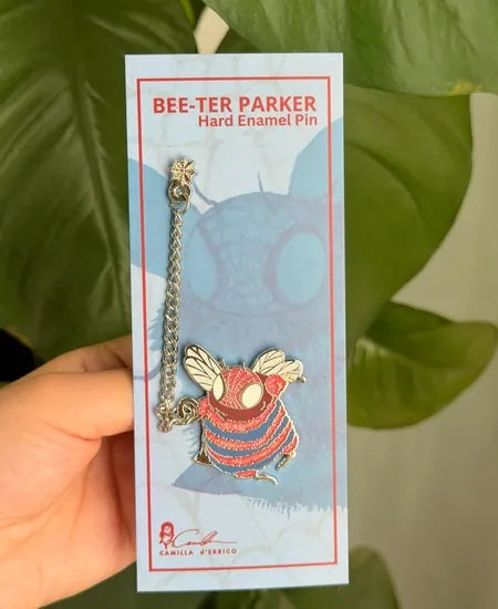 Bee-Ter Parker Hard Enamel Pin with Dangling Chain
