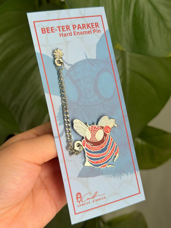 Bee-Ter Parker Hard Enamel Pin with Dangling Chain