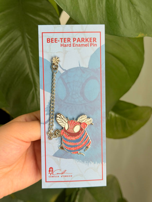 Bee-Ter Parker Hard Enamel Pin with Dangling Chain