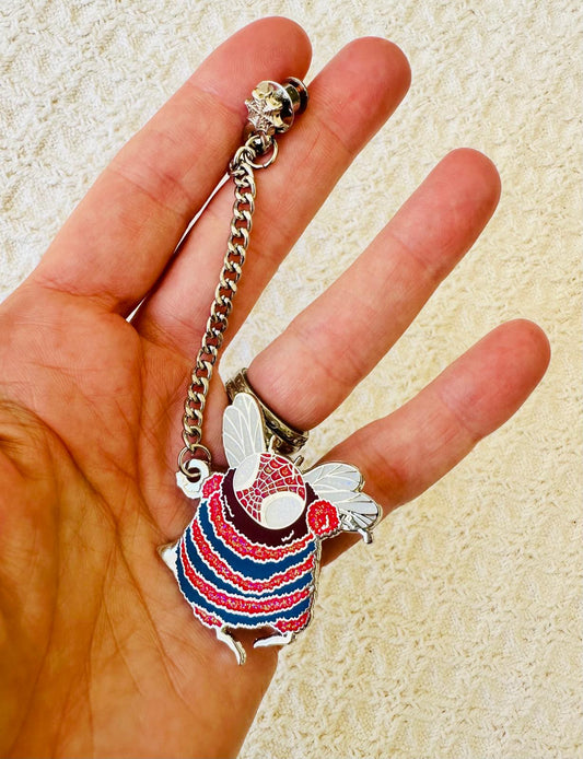 Bee-Ter Parker Hard Enamel Pin with Dangling Chain