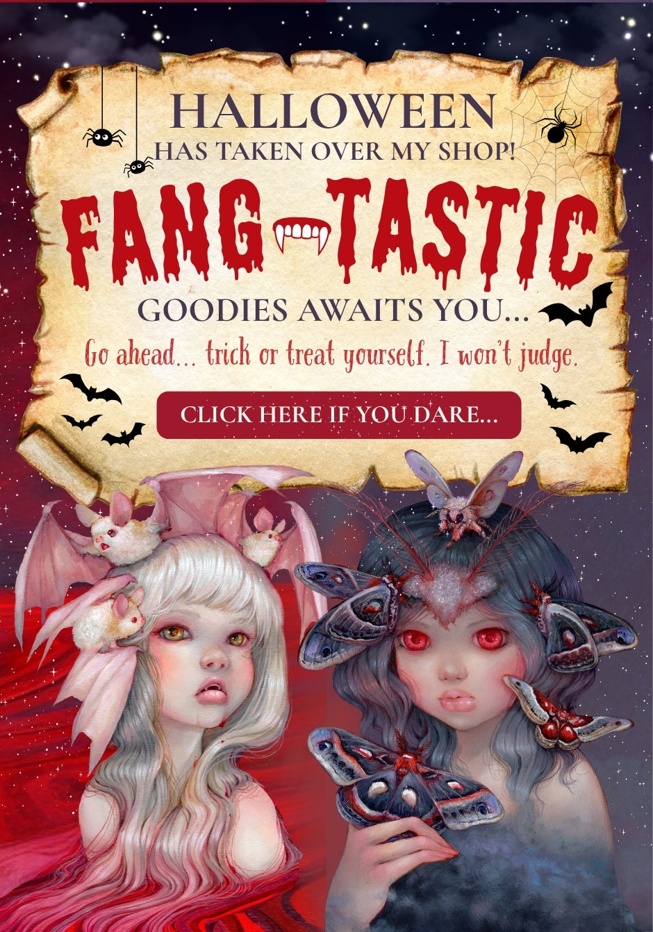 Spooktacular goodies await! Trick or treat yourself — prints, pins, books and more spooky treats from Camilla d'Errico