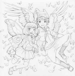 Flights - graphite drawing, original art, winged boy