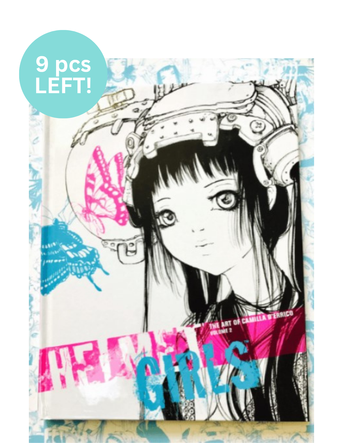 Book cover with anime-style illustration and text 'The Art of Camilla Derrico' on a colorful background.