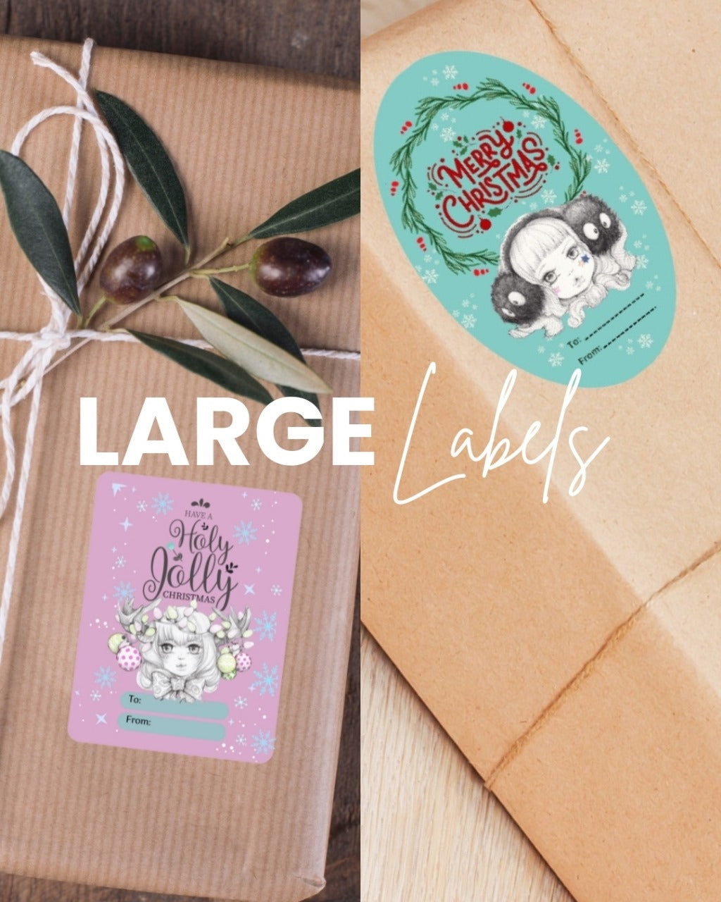 Christmas Gift Label Sticker Sheets – Holiday “To/From” Tags (Small or Large Sizes)