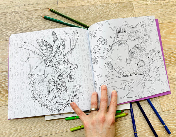 Pop Manga Myths & Monsters Coloring Book | Fantasy Dragons & Mythical Creatures