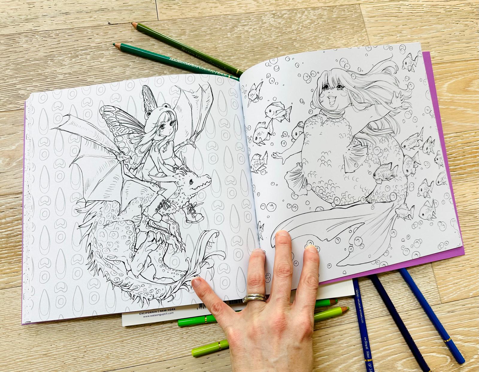 Pop Manga Myths & Monsters Coloring Book | Fantasy Dragons & Mythical Creatures