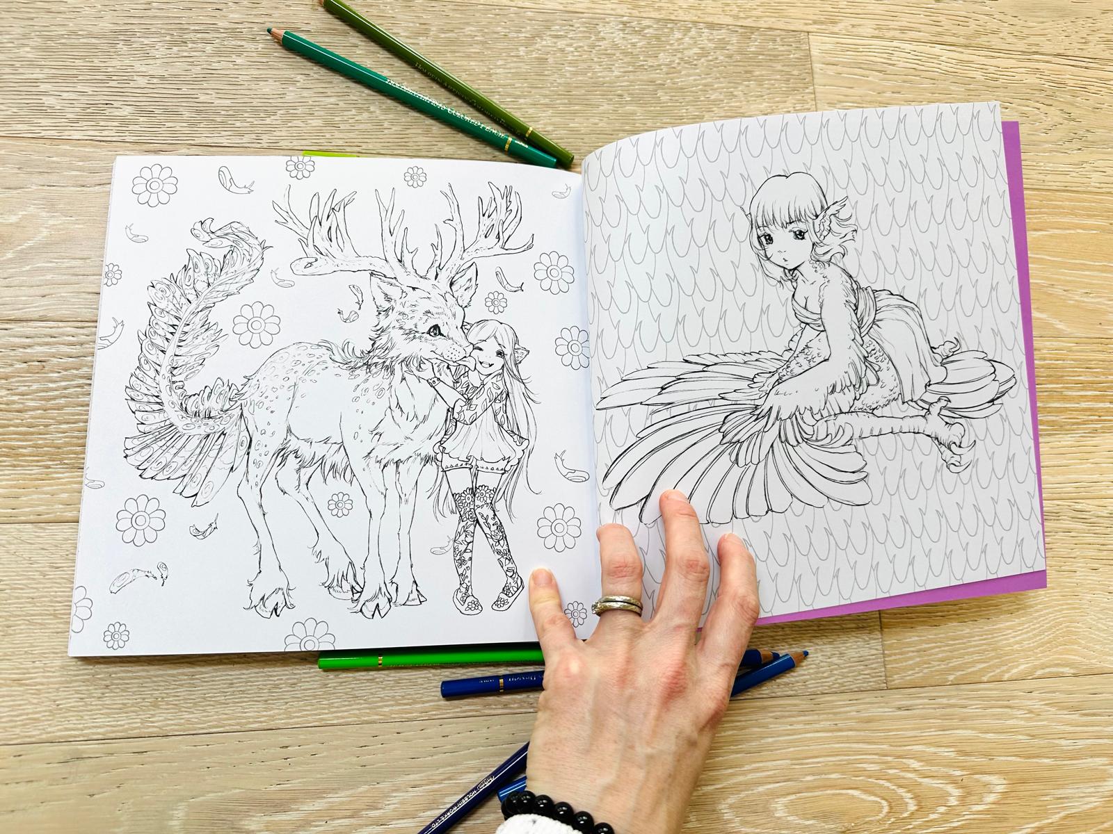 Pop Manga Myths & Monsters Coloring Book | Fantasy Dragons & Mythical Creatures