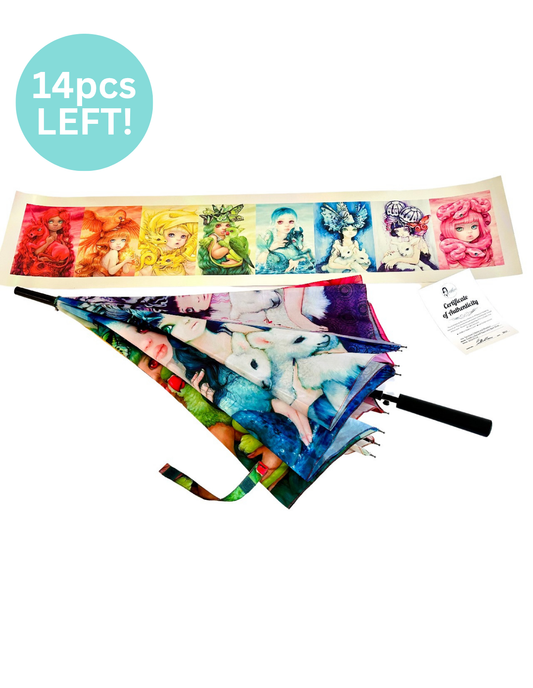 Set of colorful fabric flags with character designs