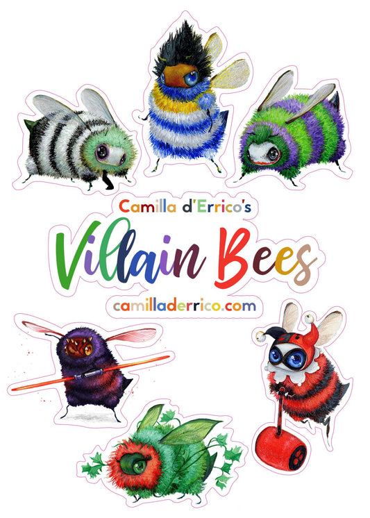 Villain Bee Vinyl Sticker Sheet – Cute Waterproof Villain Bee Stickers