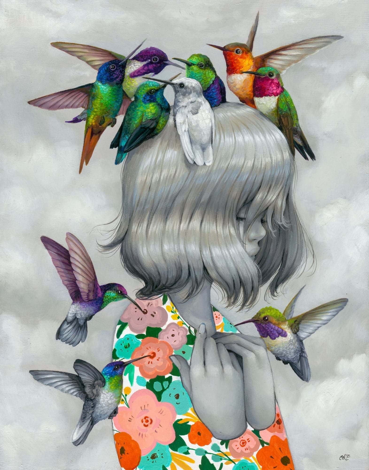 Charm - Charm Feeder, Hummingbird Art Print, Nature Art