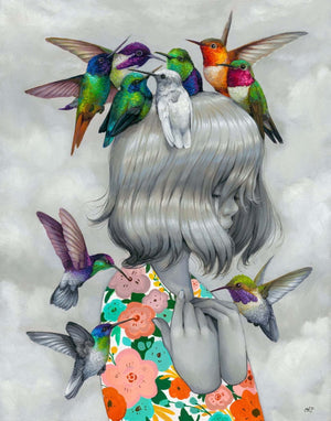 Charm - Charm Feeder, Hummingbird Art Print, Nature Art