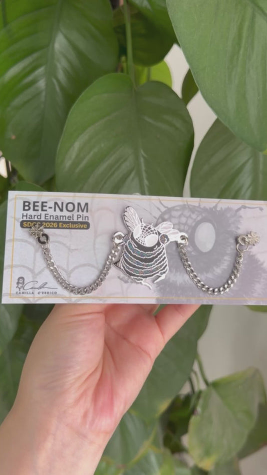 Bee-Nom Hard Enamel Pin with Dangling Chains