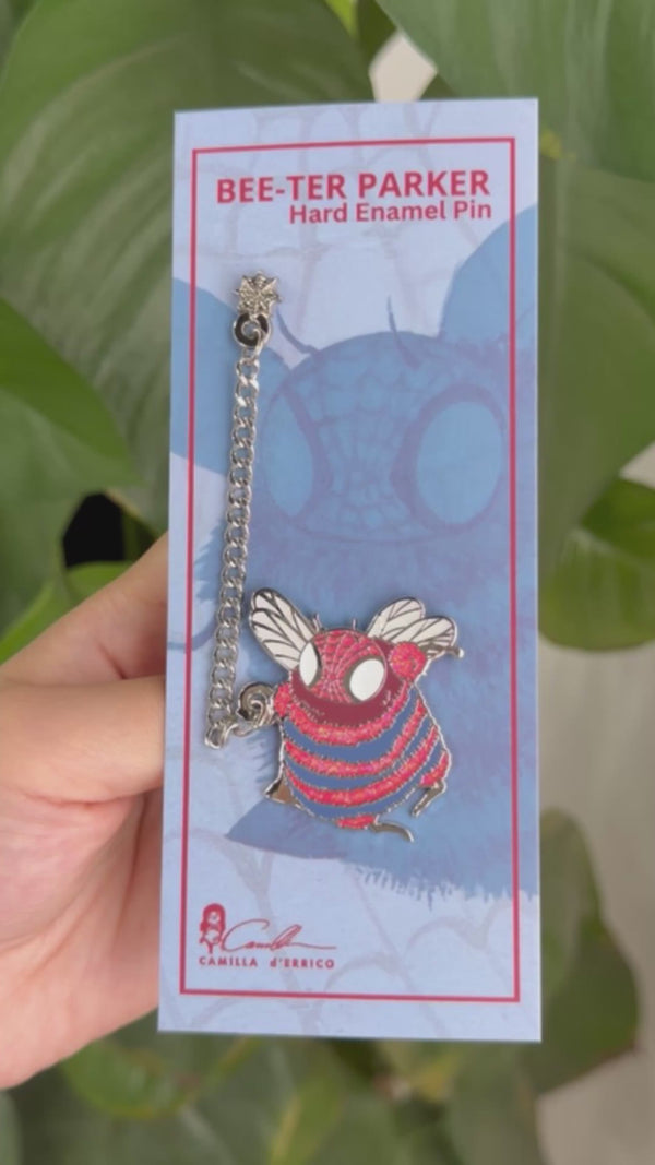 Bee-Ter Parker Hard Enamel Pin with Dangling Chain