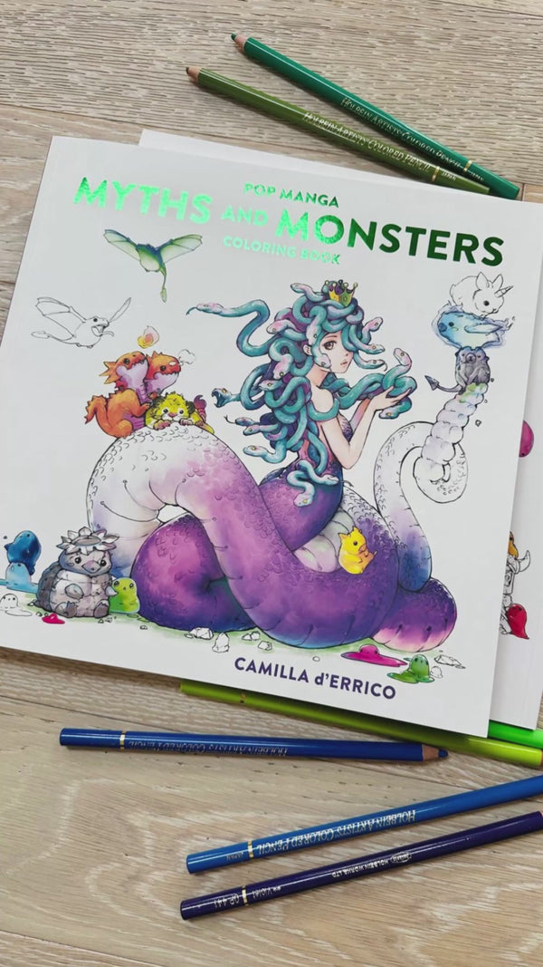 Pop Manga Myths & Monsters Coloring Book | Fantasy Dragons & Mythical Creatures