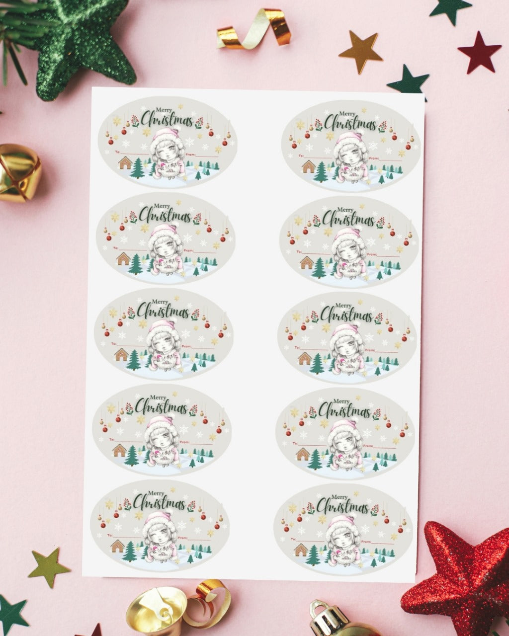Christmas Gift Label Sticker Sheets – Holiday “To/From” Tags (Small or Large Sizes)