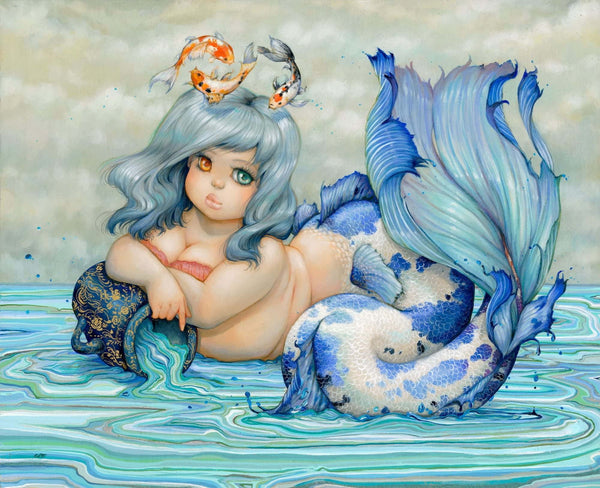 Aquafinna - Aquarius painting, Zodiac art, Mermaid art